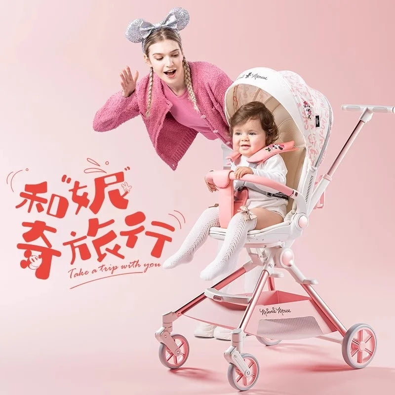 Baby Stroller Can sit and lie Down Lightweight One-touch Folding Waterproof High Landscape 360 ° Rotation Two-way Push Stroller