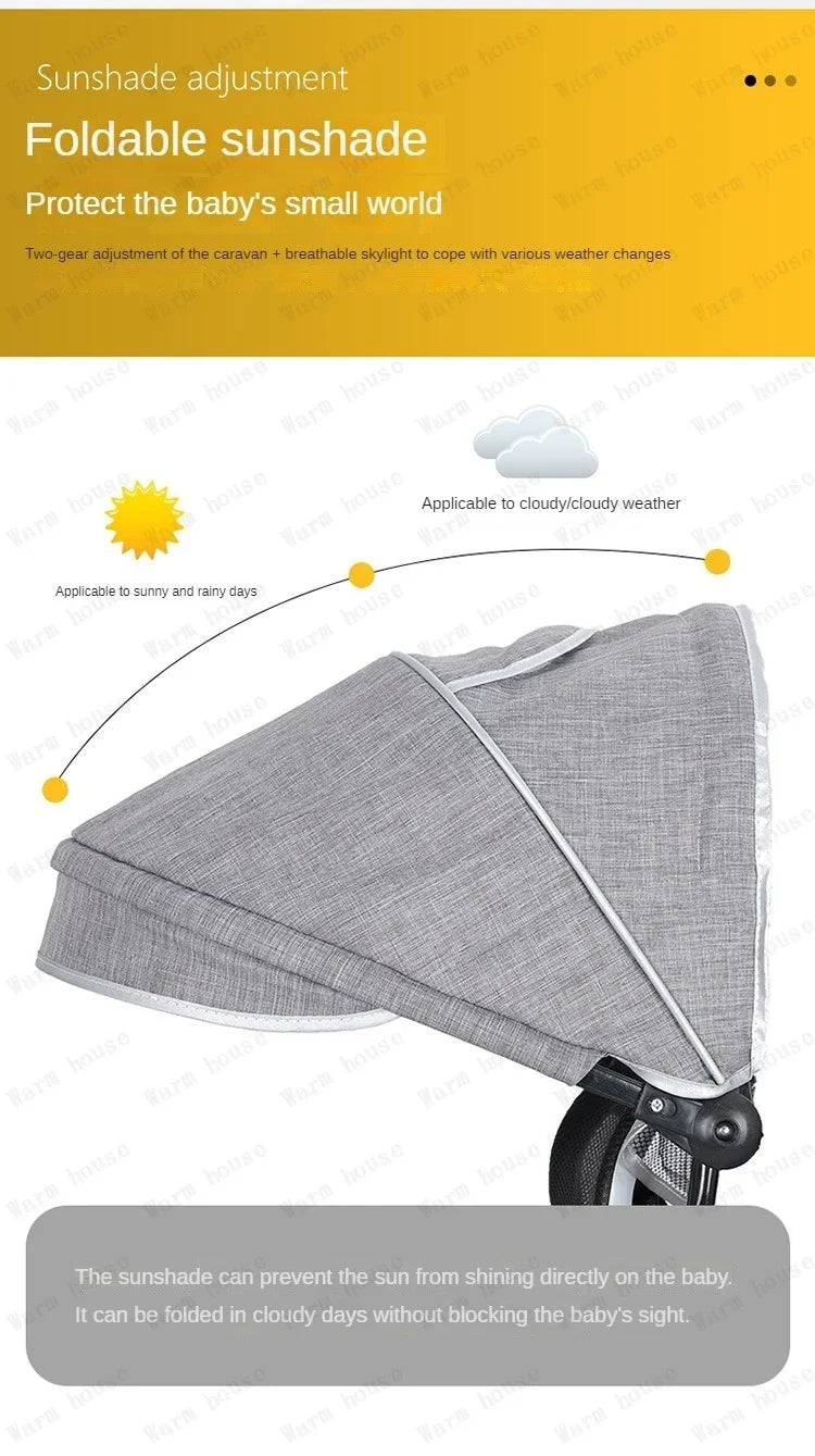 Children's Double Stroller Multifunctional Two-way Baby Stroller  Twins Stroller Double Folding Three-wheel Car