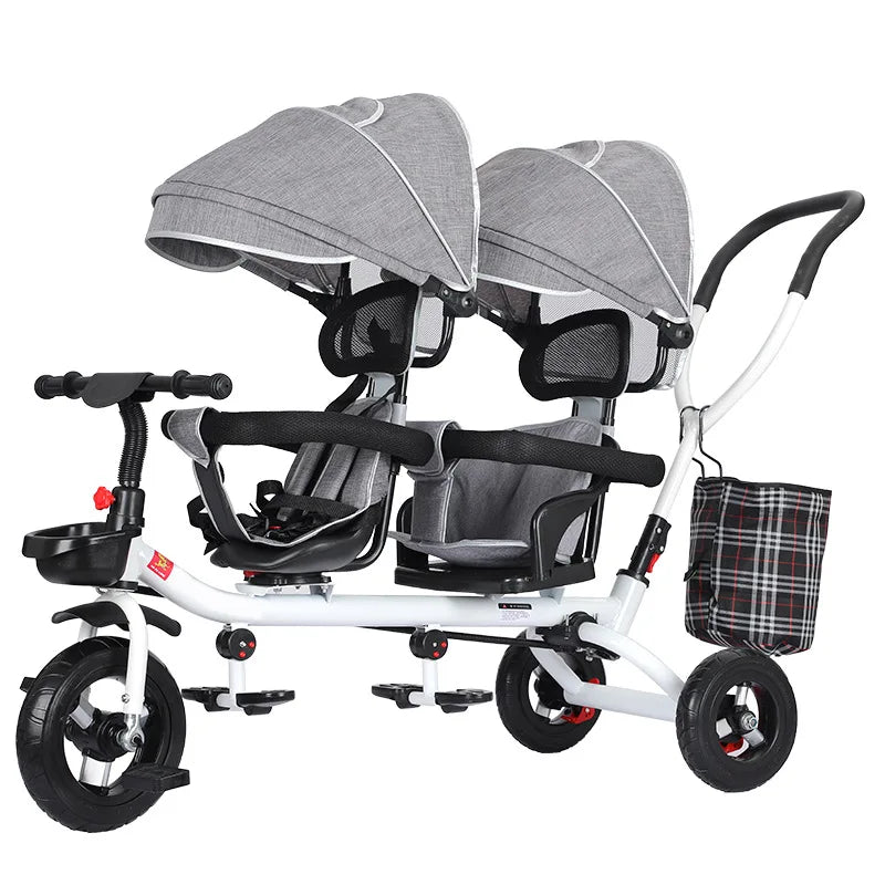 Children's Double Stroller Multifunctional Two-way Baby Stroller  Twins Stroller Double Folding Three-wheel Car