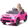 Electric Car for Licensed Dodge Charger SRT Hellcat Ride on Car Pink 12V 7A Remote Control with Music LED Light Bluetooth Max S