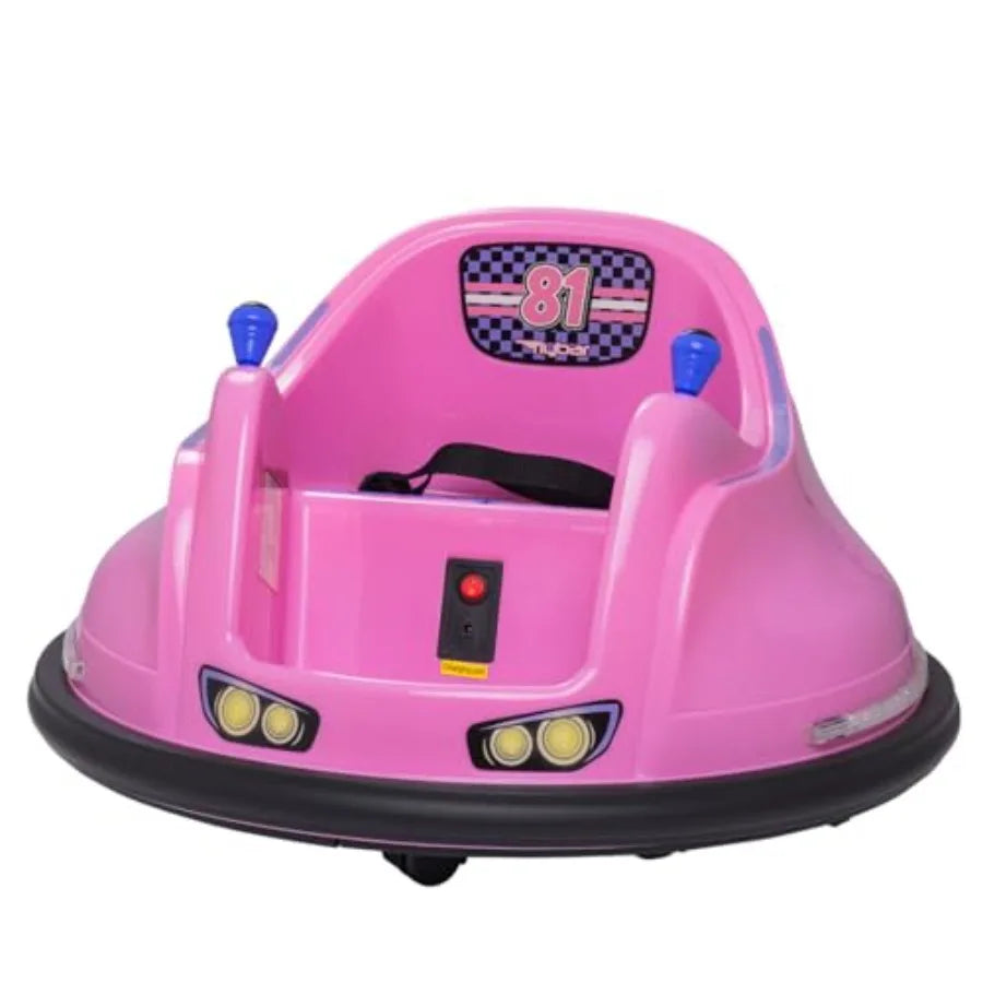 6V Bumper Car for Toddlers, Electric Toddler Ride On Toys for Kids, Baby, Ages 1.5-4 Years, LED Lights, 360 Degree Spin, Support