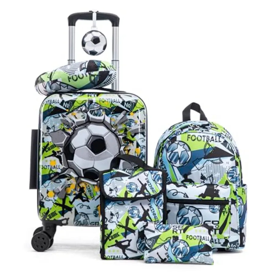 Kid's Luggage Set 6 Pcs Suitcase Set 16'' Hardside Luggage with Spinner Wheels Girls Boys ry on Luggage Travel Rolling Luggage