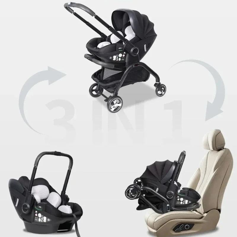 Multi Functional Newborn Baby Sleeping Basket, Baby Safety Seat, Baby Stroller, Multi-purpose Portable Four-wheel Stroller