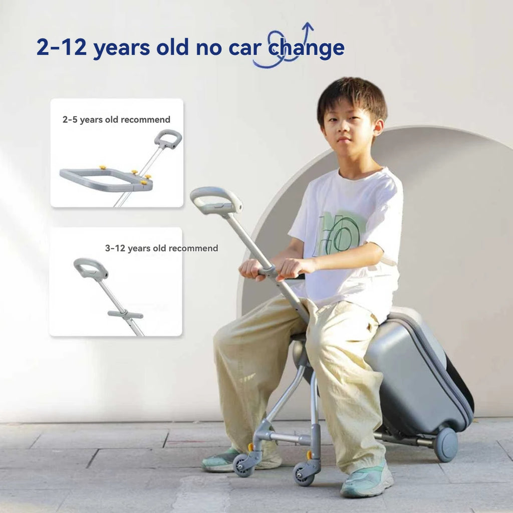 1-Piece Set of Children's Luggage That Can Be Used as a Ride-On Suitcase and Carry-On Travel Suitcase, a Travel Essential That Can Be Disassembled, Suitable for Children Aged 2-12