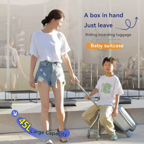 1-Piece Set of Children's Luggage That Can Be Used as a Ride-On Suitcase and Carry-On Travel Suitcase, a Travel Essential That Can Be Disassembled, Suitable for Children Aged 2-12