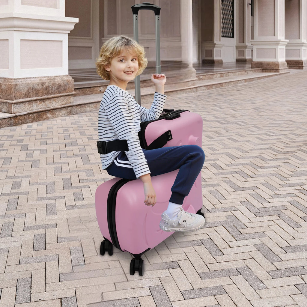 2-in-1 Kids Ride-On Suitcase, 20L Carry-On Luggage with Seat & Wheels for Ages 3-6