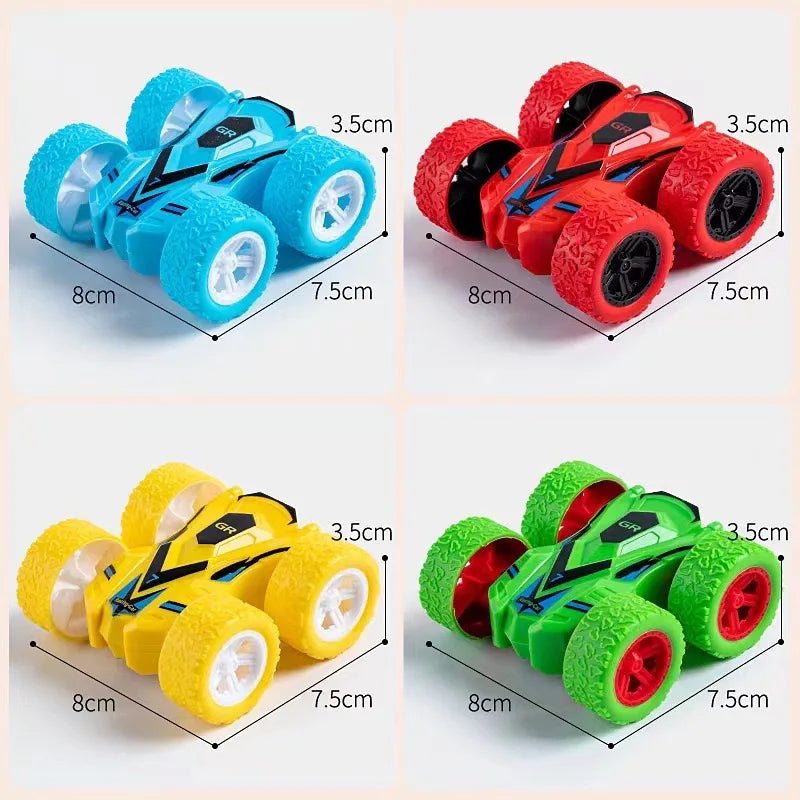 4pcs/2pcs/1pc double-sided inertia stunt rolling toy car - high playability, double-sided playability