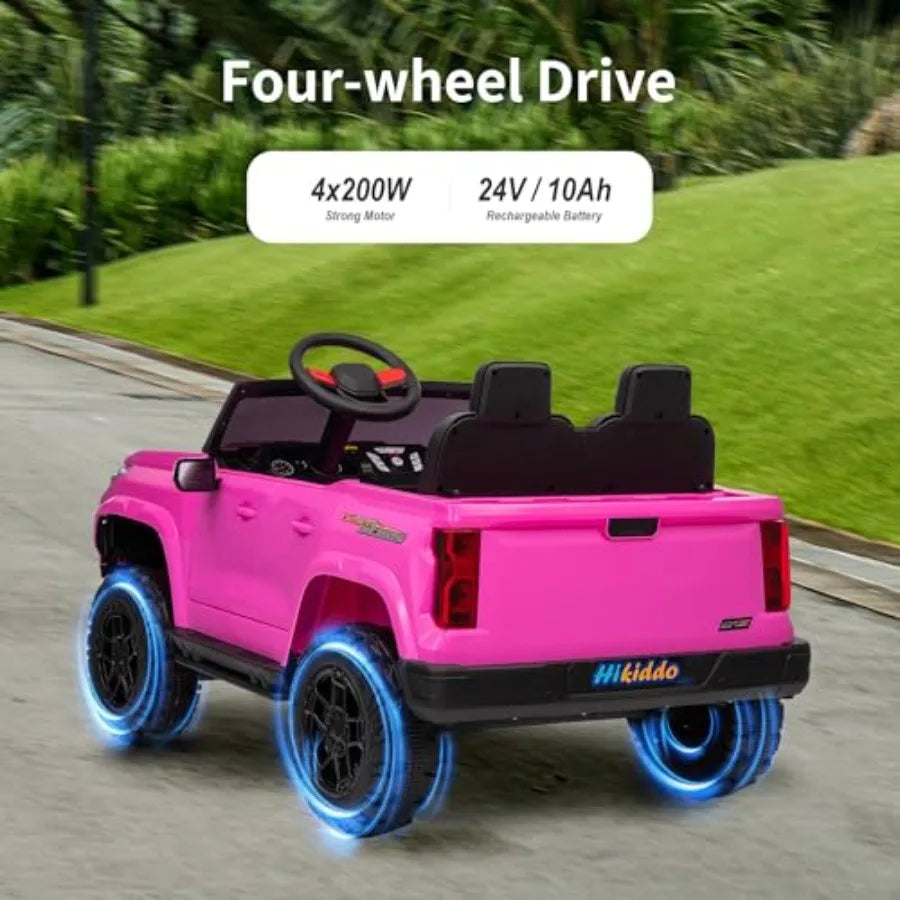 24V 2 Seater Ride on Toy for Big,Electric SUV Car to Drive with Parent Remote, 2WD/4WD Switchable - Pink