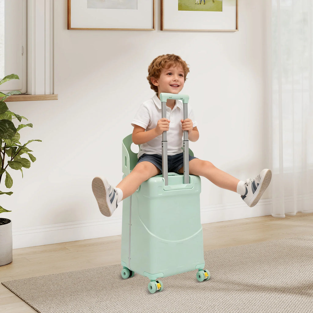 Portable Trolley Suitcase,Kid Ride-on Trolley Case, Top Opening Suitcase with Wheels