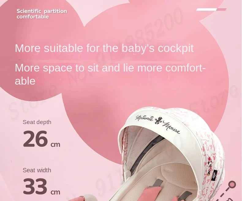Baby Stroller Can sit and lie Down Lightweight One-touch Folding Waterproof High Landscape 360 ° Rotation Two-way Push Stroller