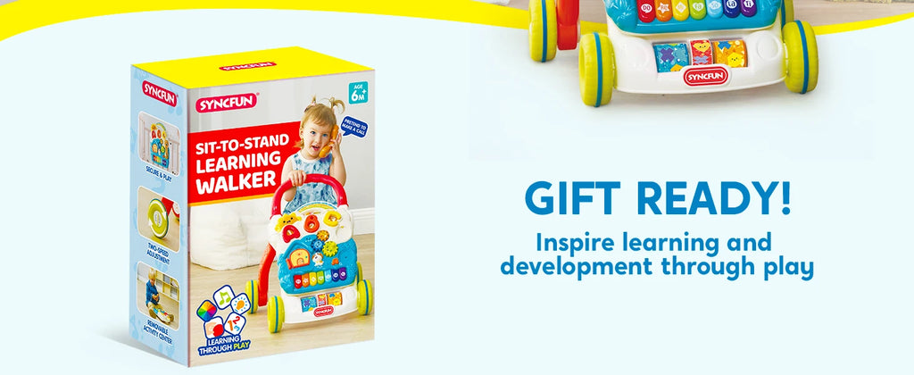 JOYFY Baby Learning Walker 2 in 1 Sit to Stand Learning Toys for Baby Toys 6-12 Months Educational Present Push Walker Gift