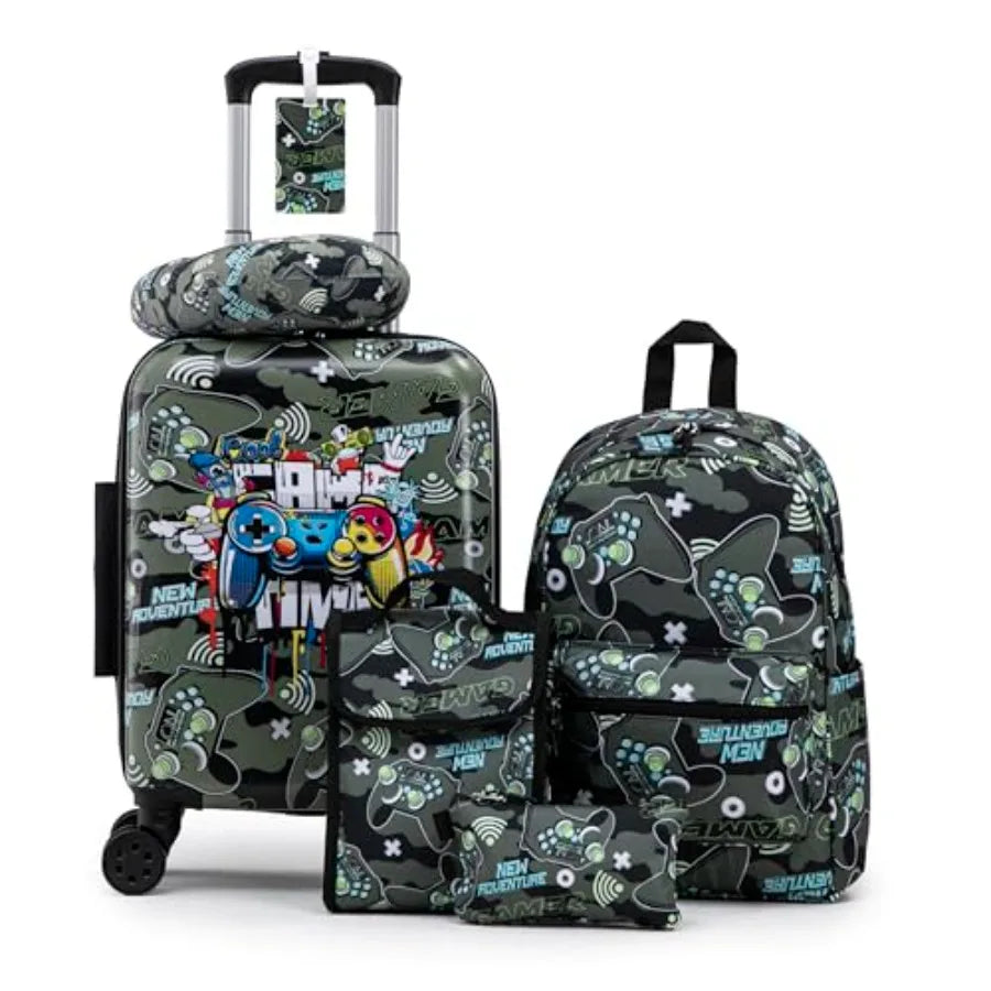 Kid's Luggage Set 6 Pcs Suitcase Set 16'' Hardside Luggage with Spinner Wheels Girls Boys ry on Luggage Travel Rolling Luggage