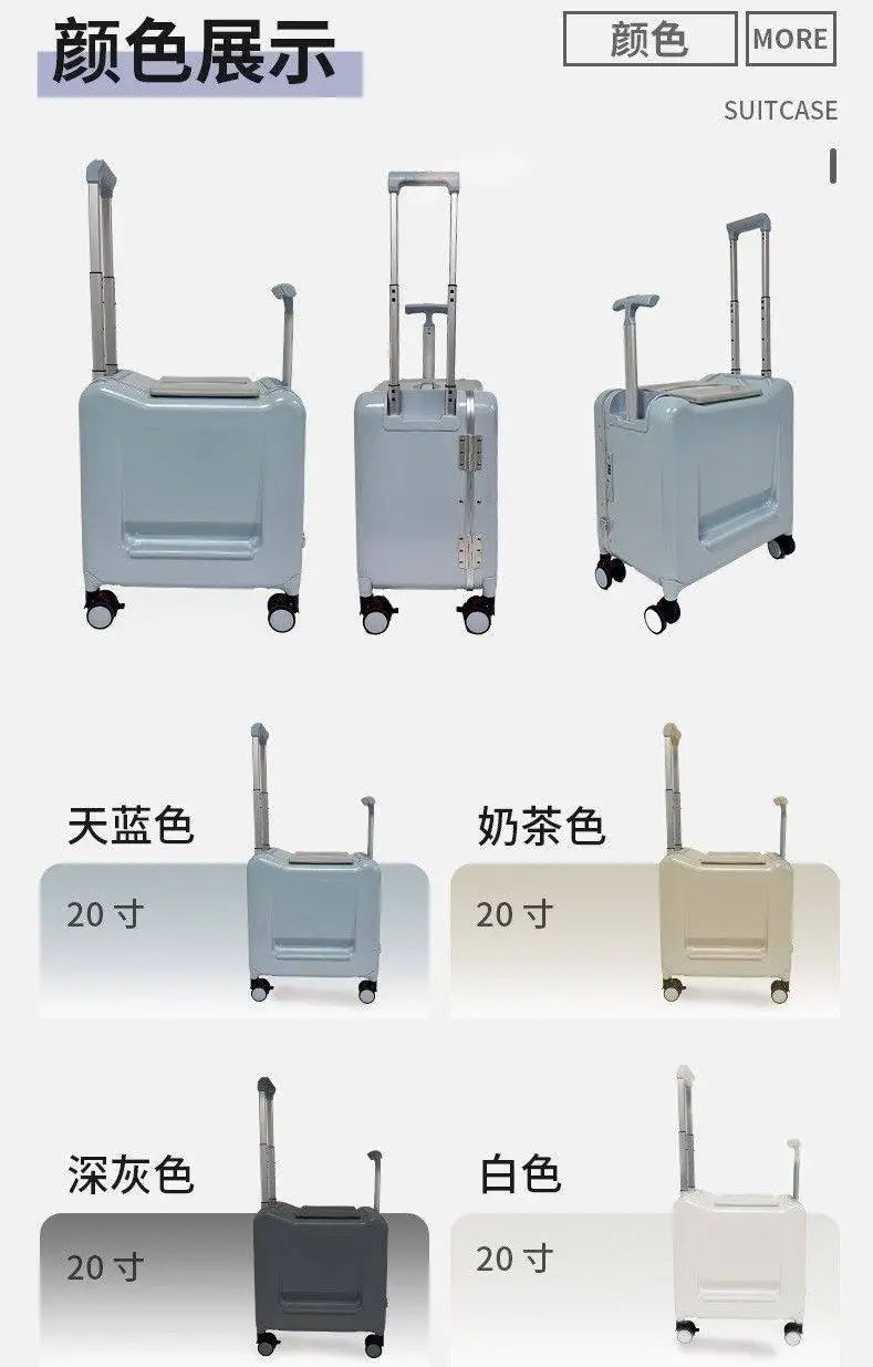 20-inch Carry-On Suitcase with Child Seat PC Rolling Luggage Multifunctional Parenting Essential Travel Suitcase Trolley Case
