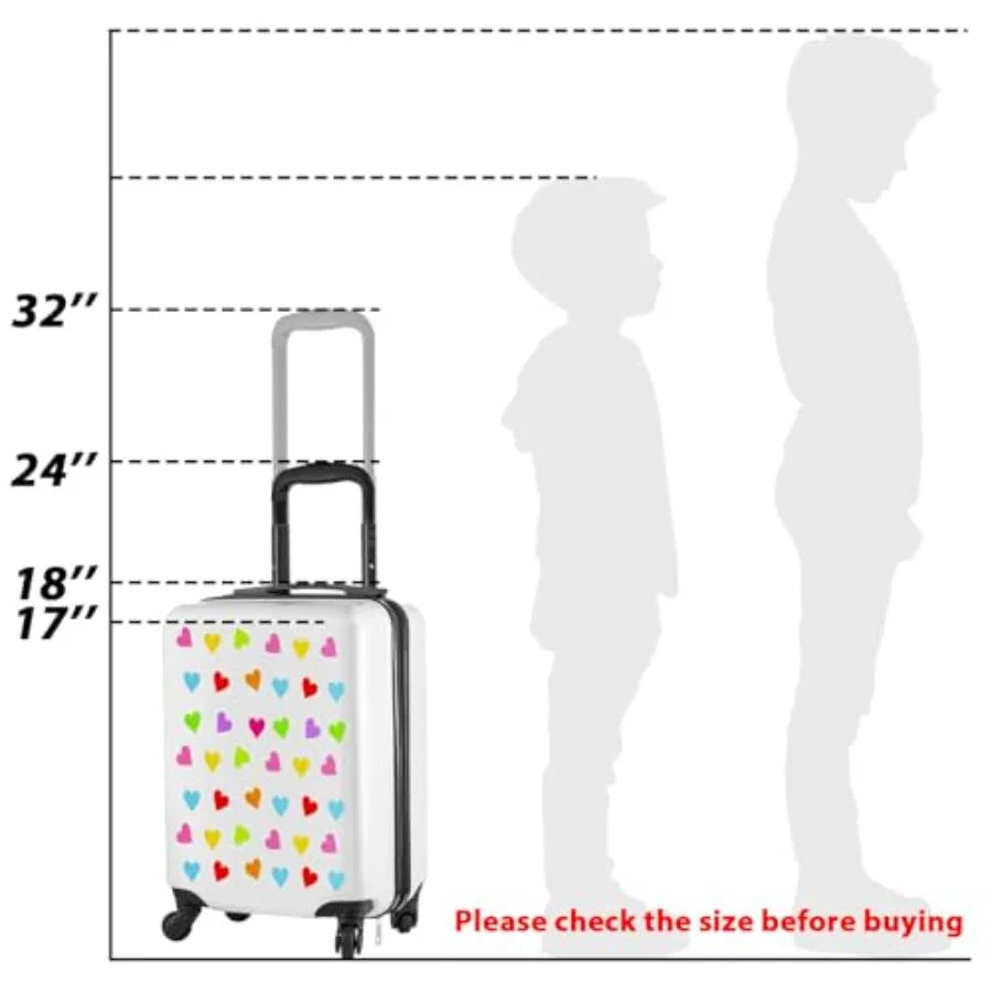 4 Pcs Luggage Set Carry On Rolling Suitcase Backpack Neck Pillow Travel Set Gift for Girls Boys Summer Camp