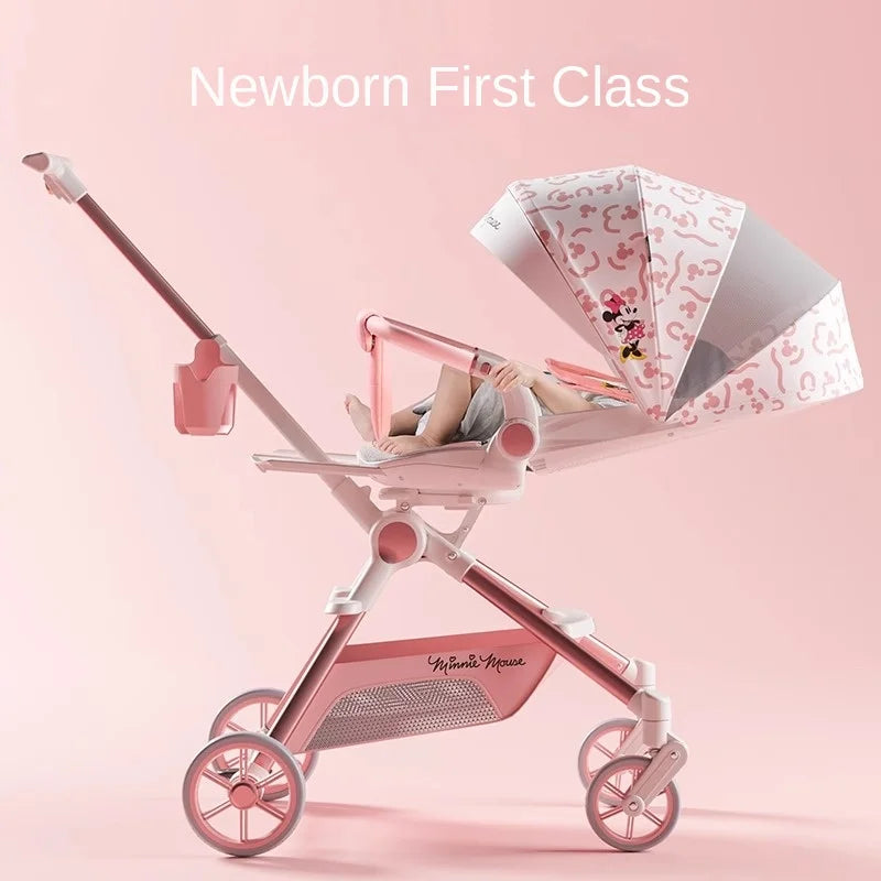 Baby Stroller Can sit and lie Down Lightweight One-touch Folding Waterproof High Landscape 360 ° Rotation Two-way Push Stroller