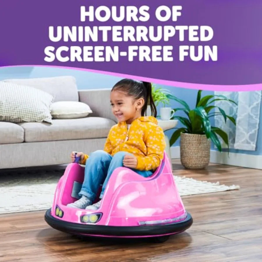 6V Bumper Car for Toddlers, Electric Toddler Ride On Toys for Kids, Baby, Ages 1.5-4 Years, LED Lights, 360 Degree Spin, Support