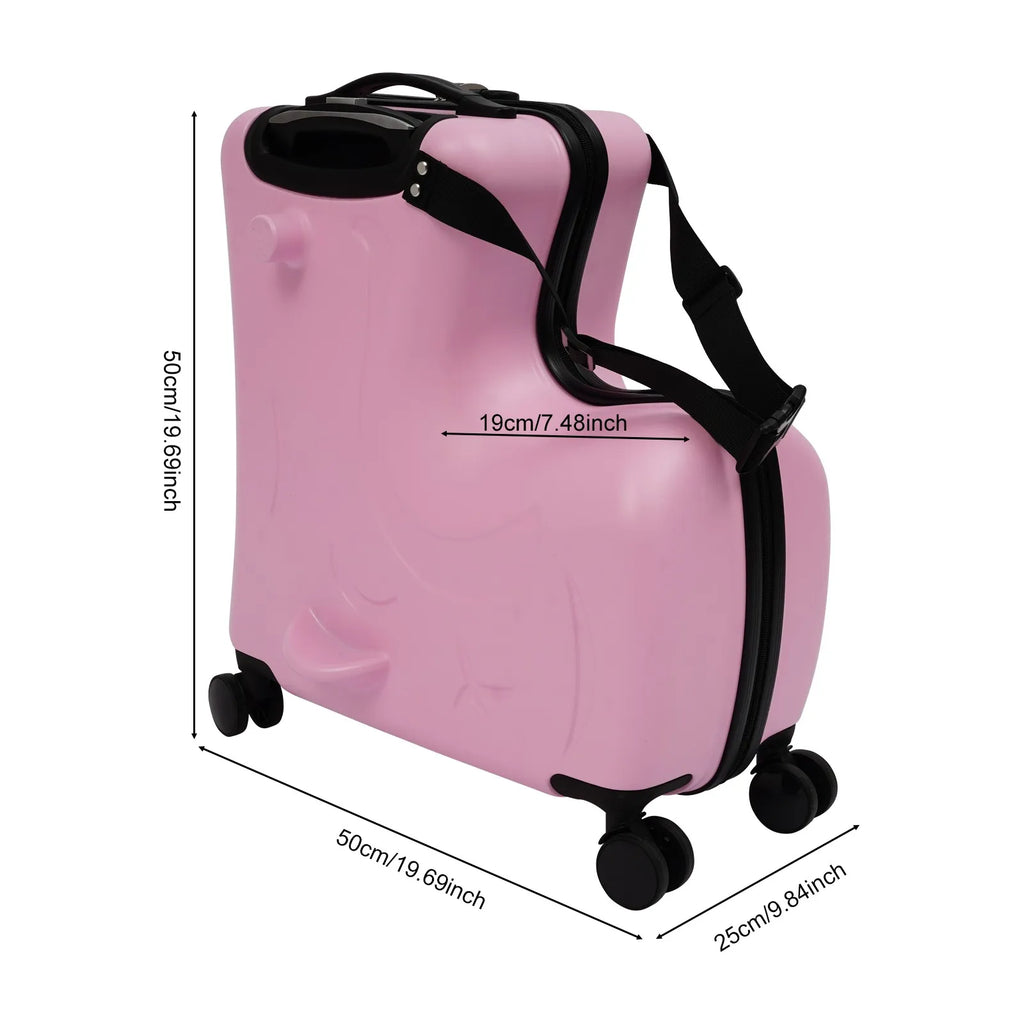 2-in-1 Kids Ride-On Suitcase, 20L Carry-On Luggage with Seat & Wheels for Ages 3-6