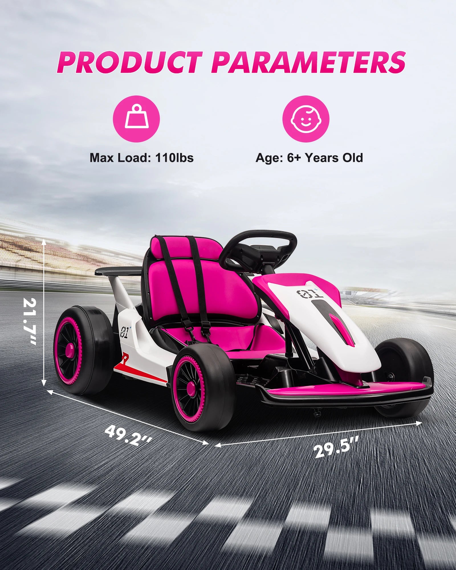 Electric Go Kart for Kids, 24V Drift Kart with 2X200W Strong Motor, 7AH Battery, Electric Pedals, Outdoor Race Ride-On Toys
