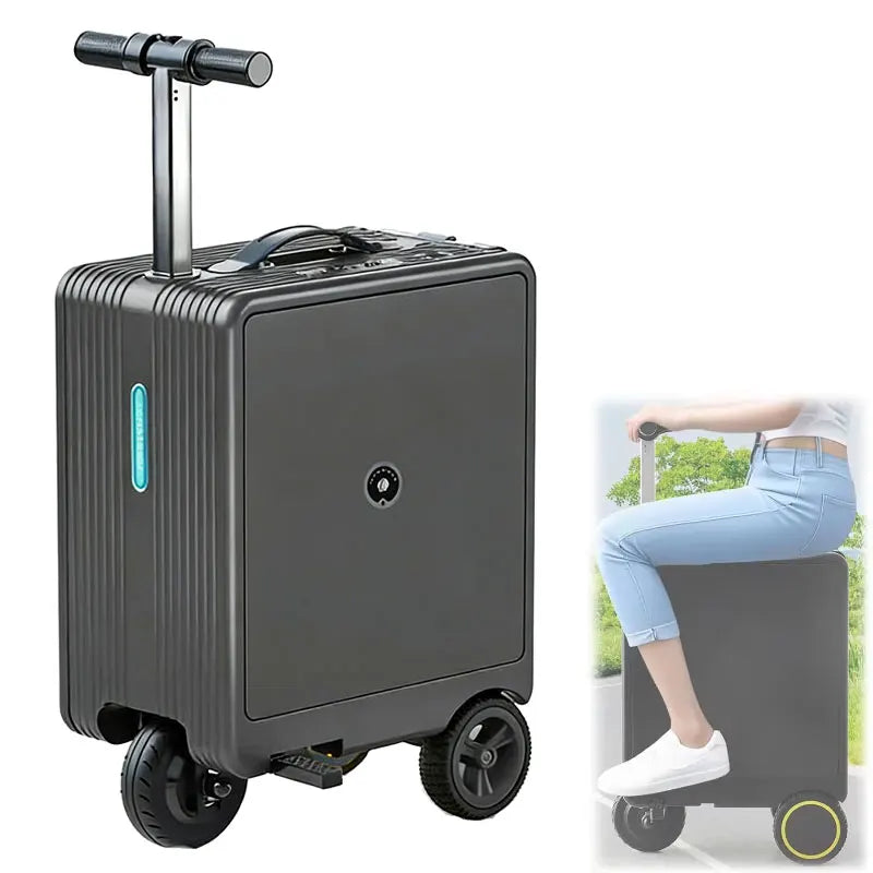 2-in-1 Smart Rideable Electric Suitcase 20" Carry On Luggage With Wheels Motorized Scooter Suitcase TSA Lock w/Removable Battery