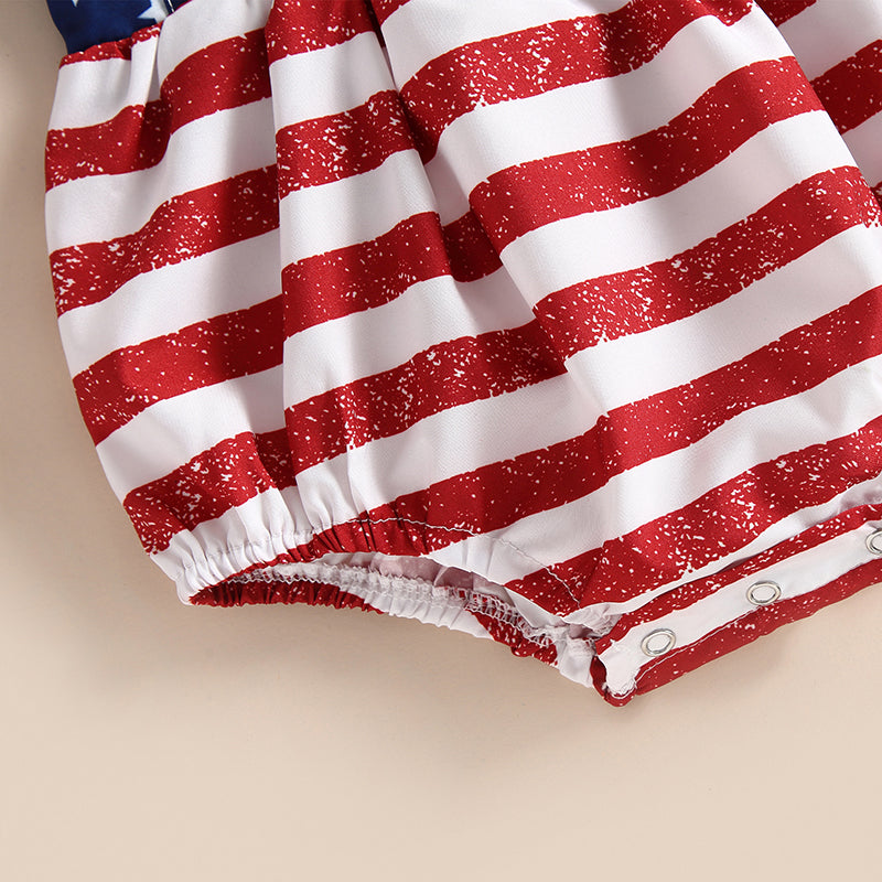 Citgeett Summer Independence Day Infant Baby Girl Outfits Sleeveless Backless Ruffle Bodysuit Headband Clothes Set