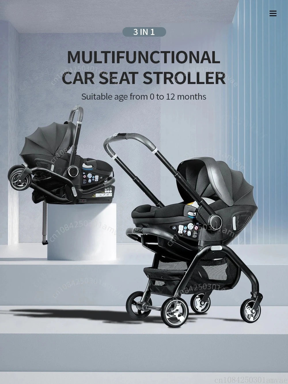 Multi Functional Newborn Baby Sleeping Basket, Baby Safety Seat, Baby Stroller, Multi-purpose Portable Four-wheel Stroller