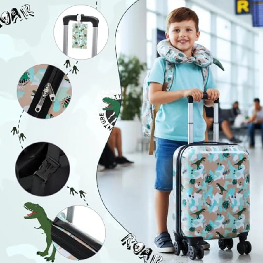 Kid's Luggage Set 6 Pcs Suitcase Set 16'' Hardside Luggage with Spinner Wheels Girls Boys ry on Luggage Travel Rolling Luggage