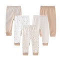 Kiddiezoom 5 Pcs Cute Fashion Baby Boy Girl Pants 0-12Months Cotton Soft Newborn Leggings