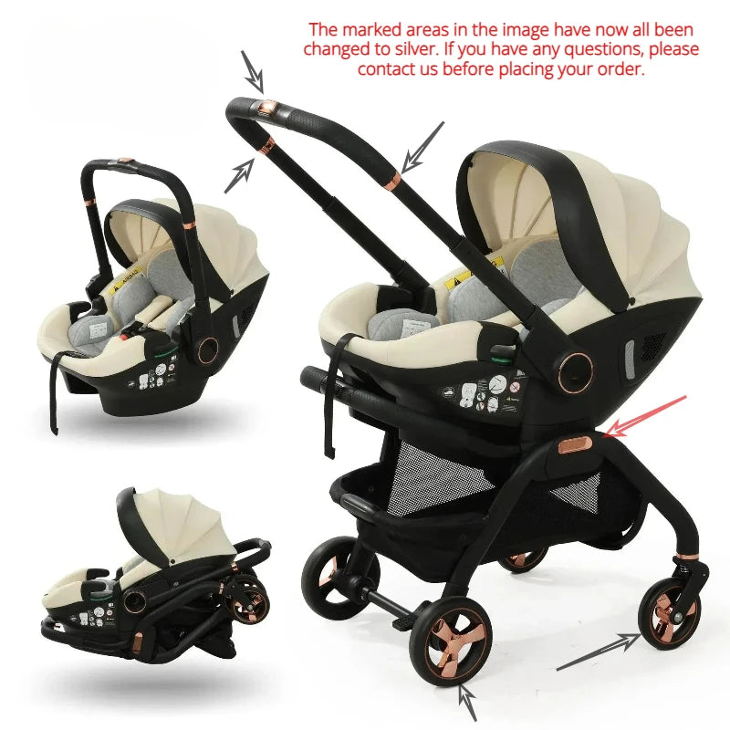 Multi Functional Newborn Baby Sleeping Basket, Baby Safety Seat, Baby Stroller, Multi-purpose Portable Four-wheel Stroller