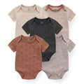 Kiddiezoom 5-piece fashionable cartoon boy and girl jumpsuit 100% pure cotton comfortable newborn jumpsuit summer
